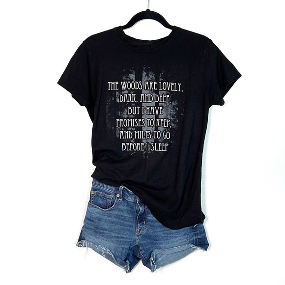 Robert Frost Poem Poetry Black Graphic Print tee - Picture 1 of 11